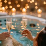 Détente en amoureux dans un jacuzzi privatif avec champagne – le luxe d’un week-end romantique proche de Paris.